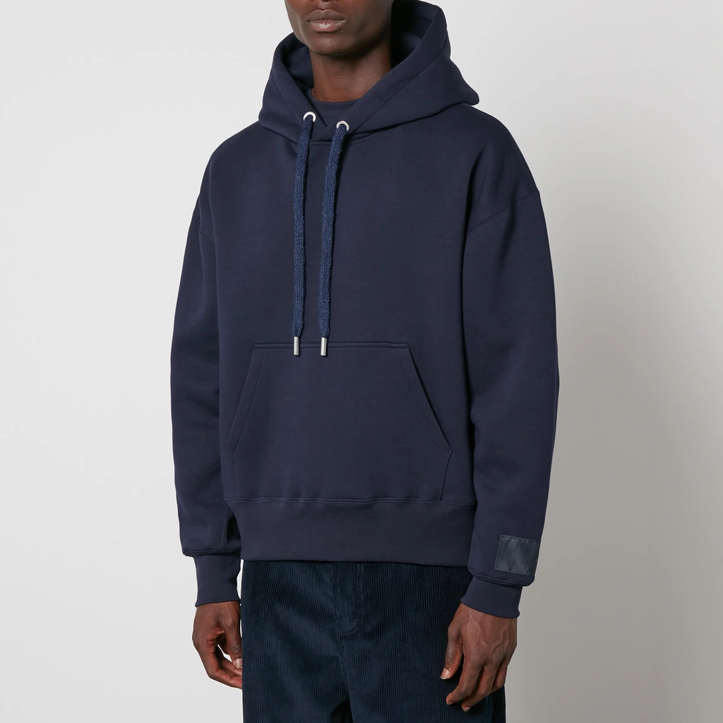 AMI Paris Tonal Logo Cotton-Jersey Hoodie - S